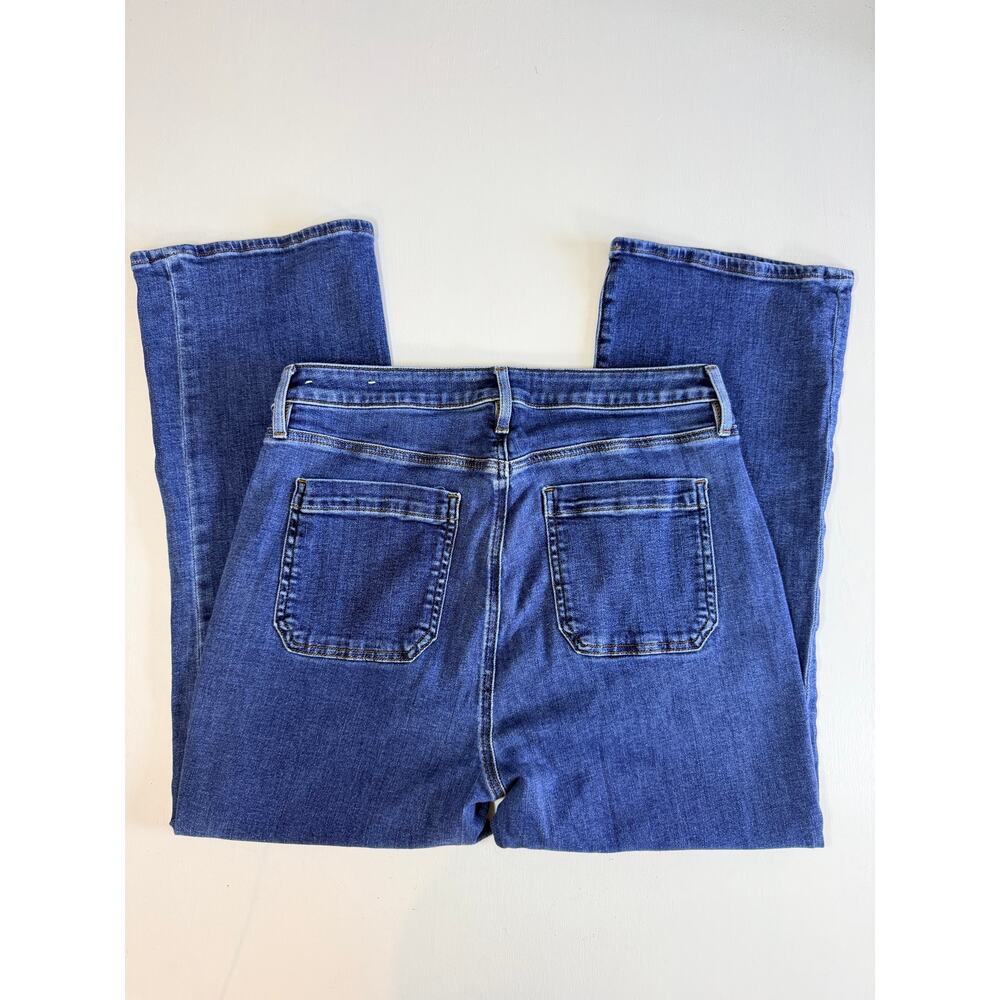 Loft Curvy High Rise Kick Crop Jeans Size 32/14 Medium Wash Blue Flare Stretch - Picture 10 of 12